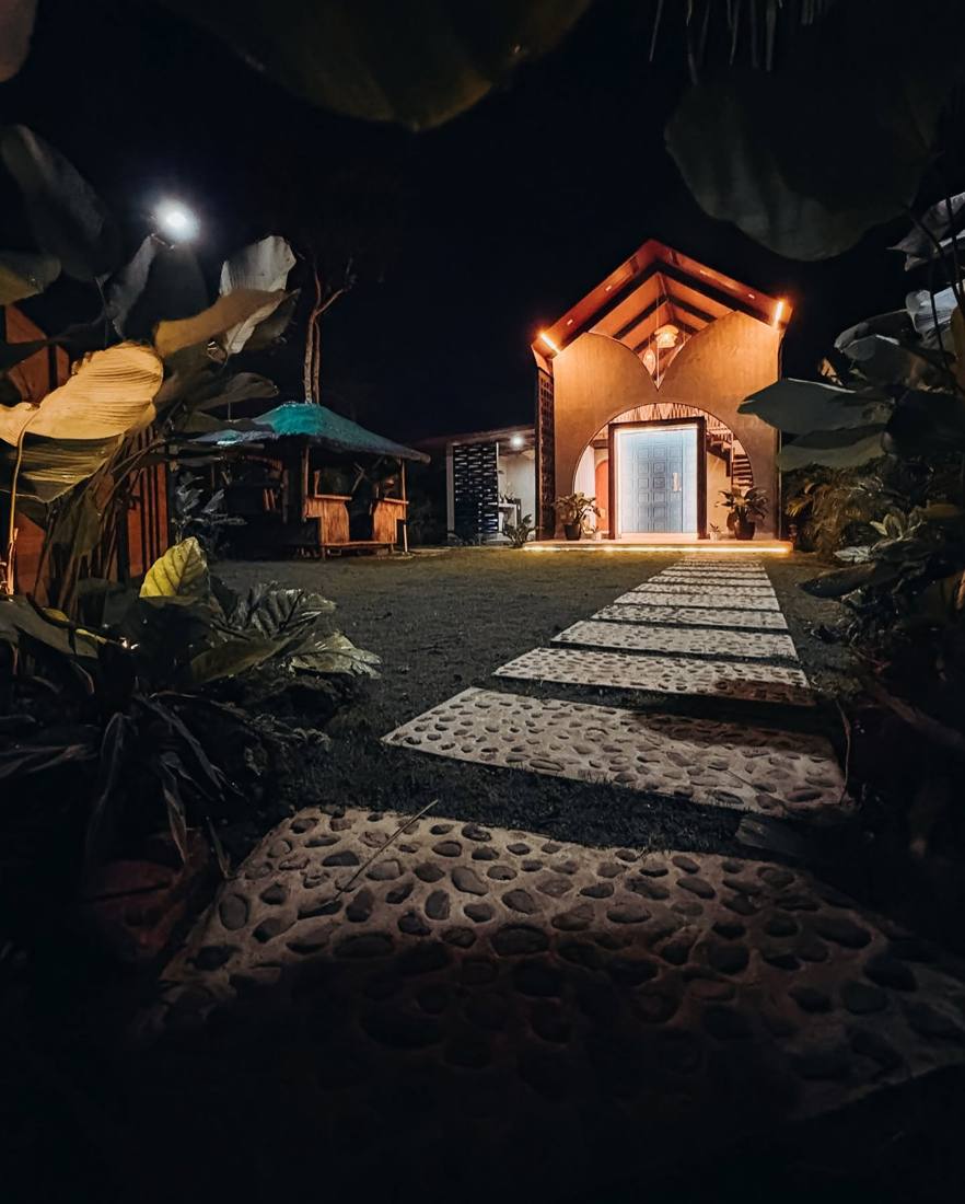 Garden path at night